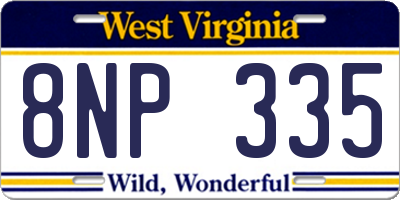 WV license plate 8NP335