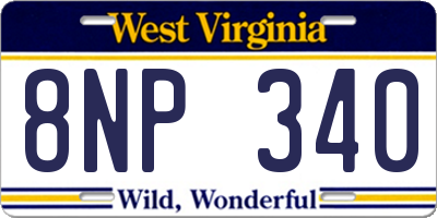 WV license plate 8NP340