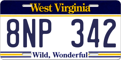 WV license plate 8NP342