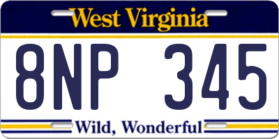 WV license plate 8NP345