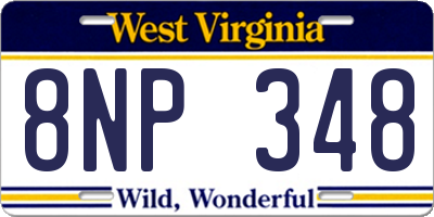 WV license plate 8NP348