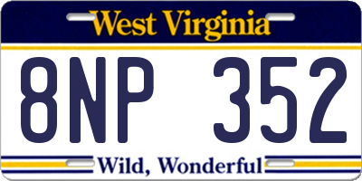 WV license plate 8NP352