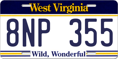 WV license plate 8NP355