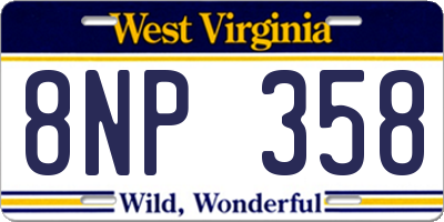 WV license plate 8NP358