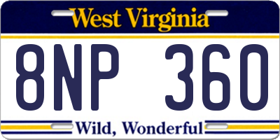 WV license plate 8NP360