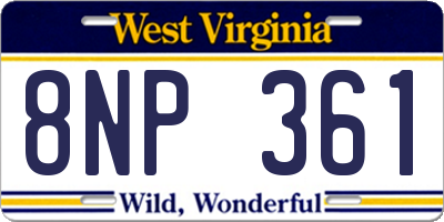 WV license plate 8NP361