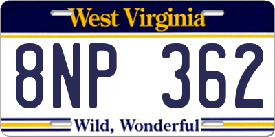 WV license plate 8NP362