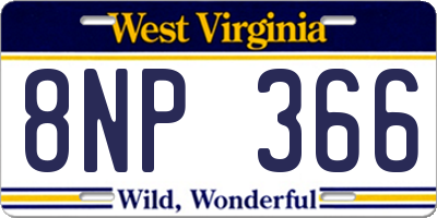 WV license plate 8NP366