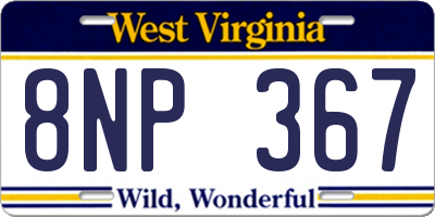 WV license plate 8NP367