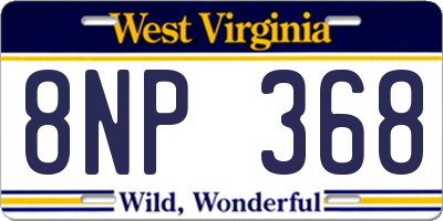 WV license plate 8NP368