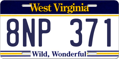 WV license plate 8NP371