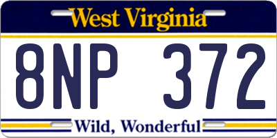 WV license plate 8NP372