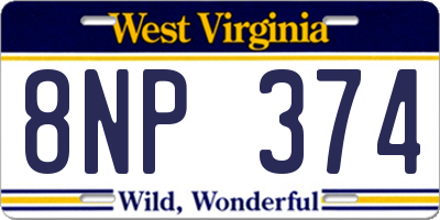 WV license plate 8NP374