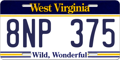 WV license plate 8NP375