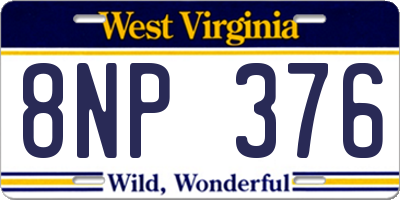 WV license plate 8NP376