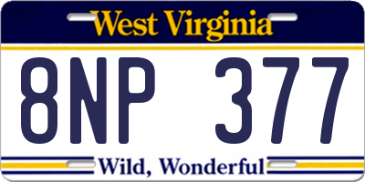 WV license plate 8NP377