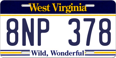 WV license plate 8NP378