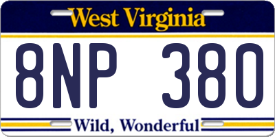 WV license plate 8NP380
