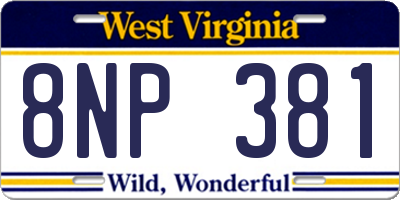 WV license plate 8NP381