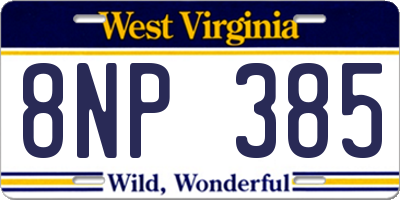 WV license plate 8NP385