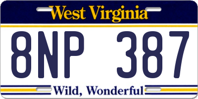 WV license plate 8NP387