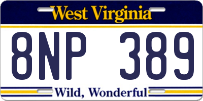WV license plate 8NP389