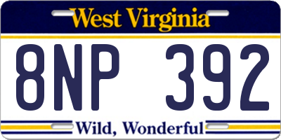 WV license plate 8NP392