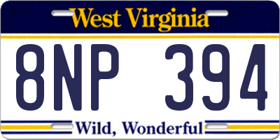 WV license plate 8NP394