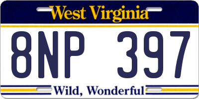 WV license plate 8NP397