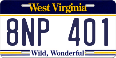 WV license plate 8NP401
