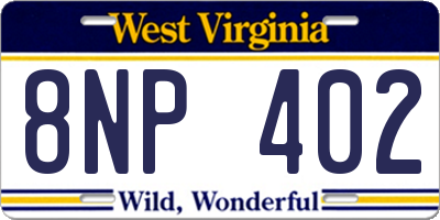 WV license plate 8NP402