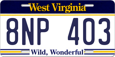 WV license plate 8NP403