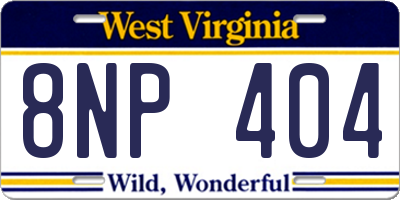 WV license plate 8NP404