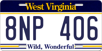 WV license plate 8NP406