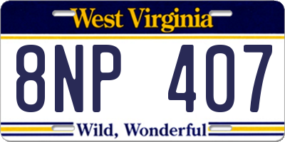WV license plate 8NP407
