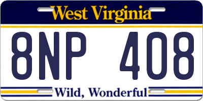 WV license plate 8NP408