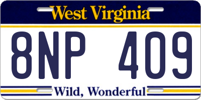 WV license plate 8NP409