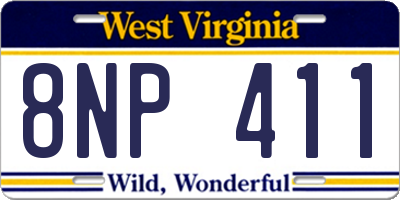 WV license plate 8NP411