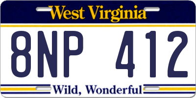 WV license plate 8NP412