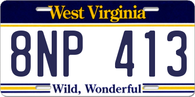 WV license plate 8NP413