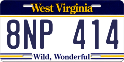 WV license plate 8NP414