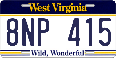 WV license plate 8NP415