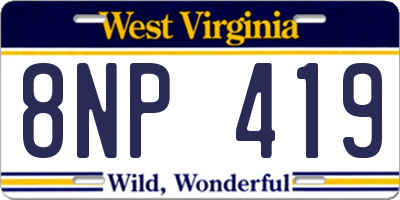 WV license plate 8NP419