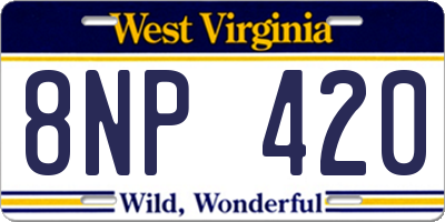WV license plate 8NP420