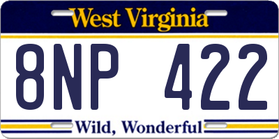 WV license plate 8NP422