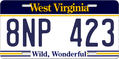 WV license plate 8NP423