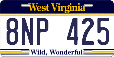 WV license plate 8NP425