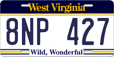 WV license plate 8NP427