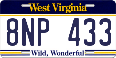 WV license plate 8NP433