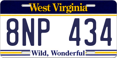 WV license plate 8NP434